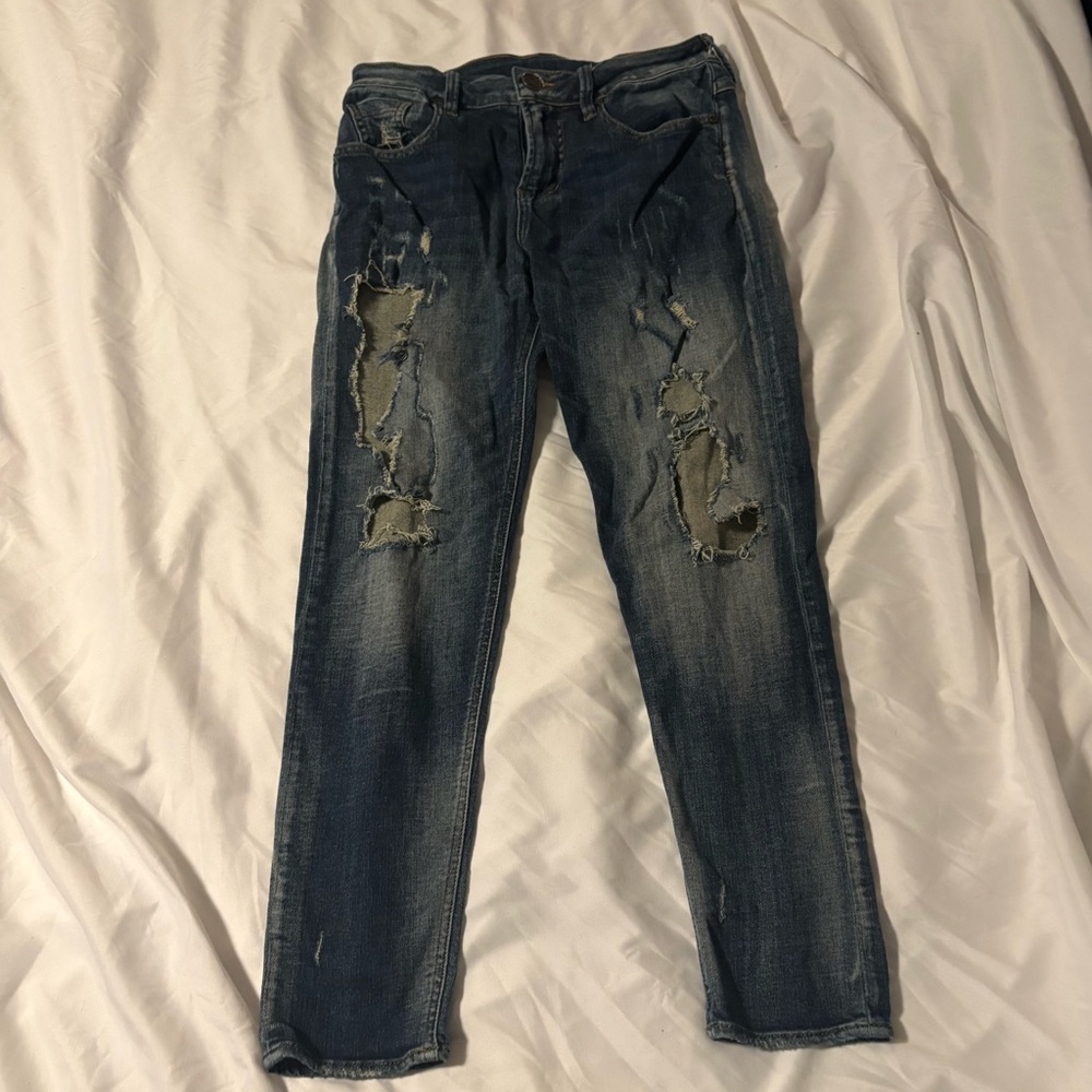 Distressed Blue Jeans